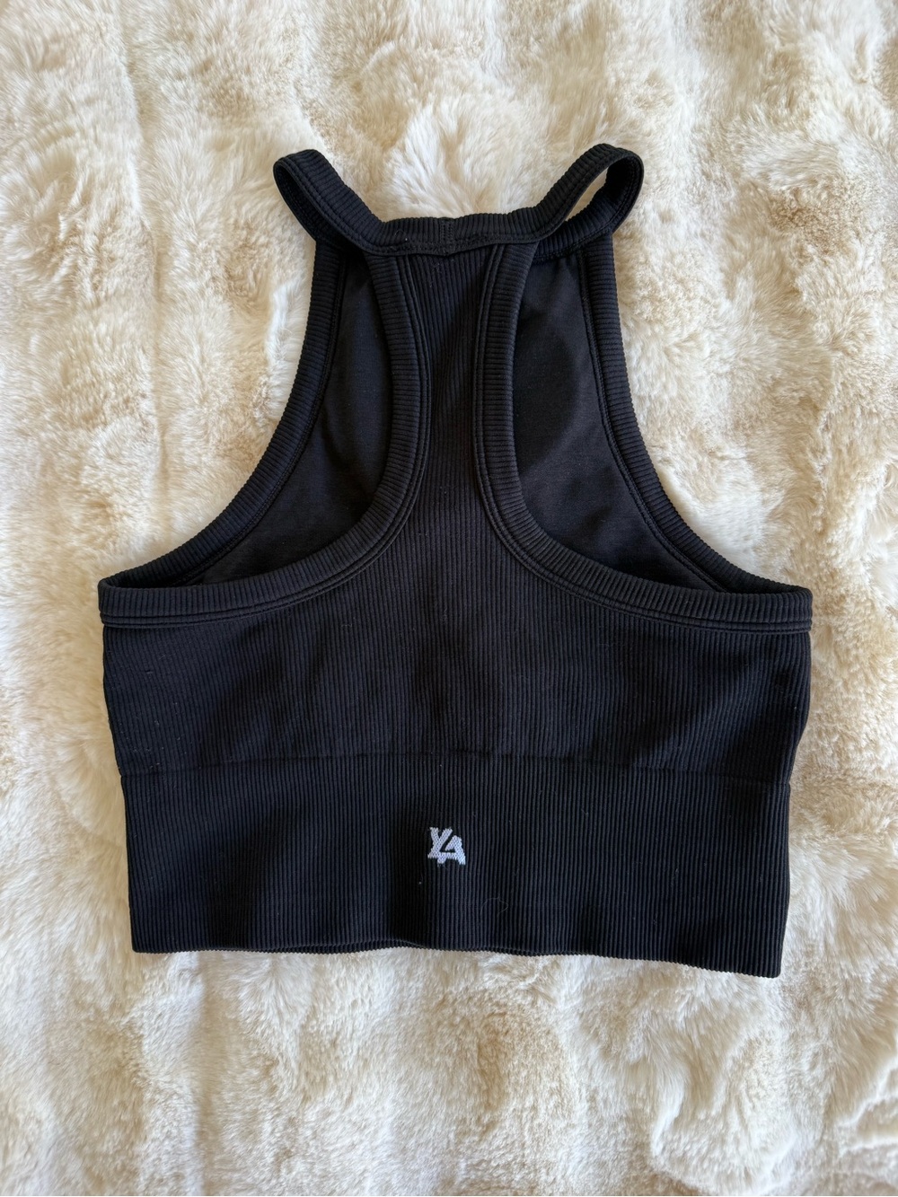 YoungLA Black Ribbed Racerback Crop Top -